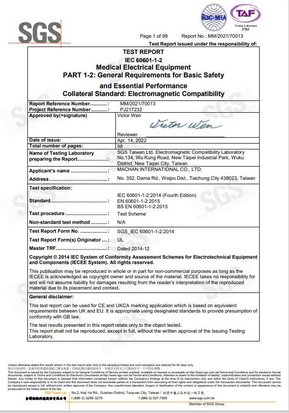 Machab SGS IEC 60601 Test Report