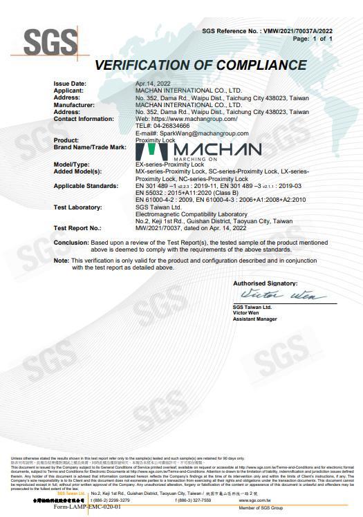 Machab SGS Verification Of Compliance