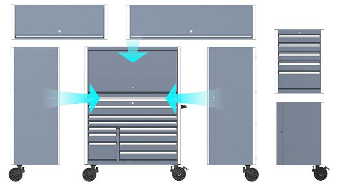 Custom Made Tool Cabinet with Diverse Design Custom Modular Workspace Tool Storage Solution from Machan Group
